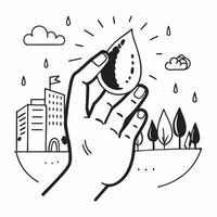 Hand holding a cut leaf with a public park concept as A hand holding a cut leaf with a public park in the background highlighting corporate social responsibility in urban green spa Cleans Set 3 vector