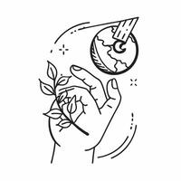 Hand holding a cut leaf with a CSR logo concept as A hand holding a cut leaf with a CSR logo in the background representing corporate social responsibility branding and commitment Cleans vector