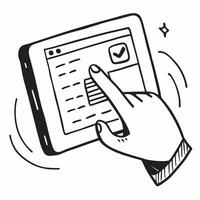 Hand Entering Code on Tablet concept as A hand entering an authentication code on a tablet with a Cleans background offering space for text or design elements in Photo Stock Concep Cleans vector