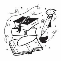 Graduation Cap with Diploma and Books concept as A graduation cap with a diploma and books set against a whimsical background offering ample space for text or graphics symbolizing Cleans vector
