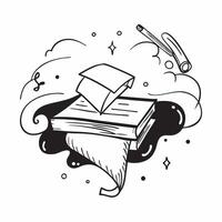 Graduation Cap with Books and Music Notes concept as A graduation cap with books and music notes set against a dreamy background offering ample space for text or graphics symbolizi Cleans vector