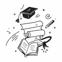 Graduation Cap with Books and Scissors concept as A graduation cap with books and scissors set against a whimsical background offering ample space for text or graphics symbolizing Cleans vector