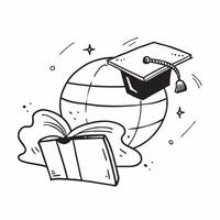 Graduation Cap with Books and Globe concept as A graduation cap with books and a globe set against a dreamy background offering ample space for text or graphics symbolizing the imp Cleans vector