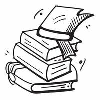 Graduation Cap and Books concept as An icon of a graduation cap and a stack of books set against a Cleans background offering ample space for text or graphics symbolizing academic a Cleans vector