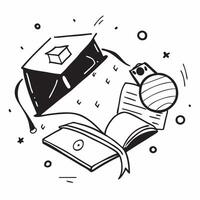 Graduation Cap with Basketball and Books concept as A graduation cap with a basketball and books set against a whimsical background offering ample space for text or graphics symbol Cleans vector