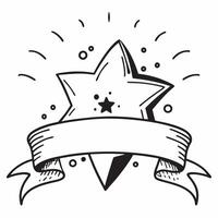 Golden Star with Ribbon and Badge concept as A golden star with a ribbon and a badge set against a dreamy background offering ample space for text or graphics symbolizing recogniti Cleans vector
