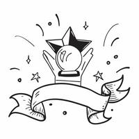 Gold Star with Medal and Trophy concept as A gold star with a medal and a trophy set against a whimsical background offering ample space for text or graphics symbolizing honor and Cleans vector