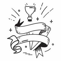 Golden Ribbon with Medal and Trophy concept as A golden ribbon with a medal and a trophy set against a whimsical background offering ample space for text or graphics symbolizing ex Cleans Set 2 vector