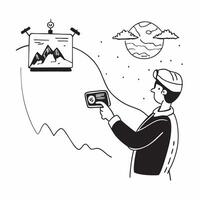 Glaciologist with Drone and Glacier Melting in Polar Region concept as Mid shot of a glaciologist using a drone to monitor glacier melting in a polar region The background feature Cleans vector