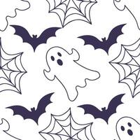 Ghosts and bats seamless tile pattern with spooky elements and dark tones for eerie Halloween decor concept as Spooky ghosts and bats arranged seamlessly with dark tones for eerie Cleans vector