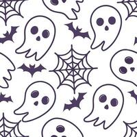 Ghosts and skeletons seamless tile pattern with spooky elements and dark hues for eerie Halloween decor concept as Spooky ghosts and skeletons arranged seamlessly with dark hues fo Cleans vector