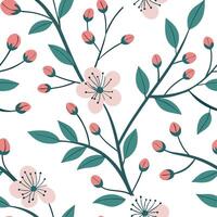 Fresh spring floral seamless pattern with lively blooms and soft white balance for cheerful spring projects concept as Lively floral pattern with blooming flowers and soft white ba Cleans Set 2 vector