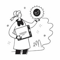 Food Safety Supervisor with Certificate and ISO Badge concept as A food safety supervisor holding a certificate and an ISO badge set against a whimsical background offering ample s Cleans vector