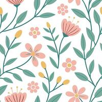 Fresh spring floral seamless pattern with lively blooms and soft white balance for cheerful spring projects concept as Lively floral pattern with blooming flowers and soft white ba Cleans vector