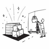Forklift Operator with Pallet and Loading Dock in Enchanted Warehouse concept as Wide shot of a forklift operator moving a pallet near a loading dock in an enchanted warehouse The Cleans vector