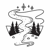 Forest and River concept as A half tone forest with a winding river set against a dreamy background offering ample space for text or graphics symbolizing peace and natural beauty Cleans vector
