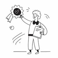 Food Safety Inspector with Certificate and ISO Badge concept as A food safety inspector holding a certificate and an ISO badge set against a whimsical background offering ample spa Cleans vector