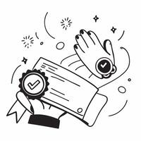 Food Safety Gloves with Certificate and ISO Badge concept as Food safety gloves with a certificate and an ISO badge set against a whimsical background offering ample space for text Cleans vector