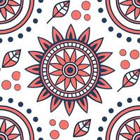 Folk art seamless pattern with tribal symbols and geometric shapes for a dynamic energetic cultural aesthetic concept as Dynamic folk art pattern with tribal symbols and geometric Cleans vector