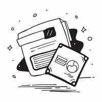Floppy Disk with Obsolete Certificate and Old Computer concept as A floppy disk with an obsolete certificate and old computer set against a dreamy background offering ample space f Cleans vector