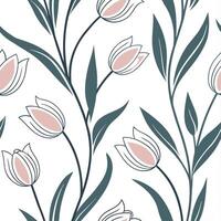 Floral seamless pattern with spring tulips and pastel shades for elegant interiors concept as Elegant tulips and soft pastel colors seamlessly arranged in a pattern for refined and Cleans vector