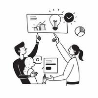 Flat design as Team members sharing ideas in a collaborative meeting concept as A illustration of team members sharing ideas in a collaborative meeting featuring a 3 color p Cleans vector