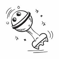 Flat design as Rattle icon with copy space on a blue background concept as A image of a rattle icon with ample copy space on a blue background perfect for baby toys and play Cleans Set 3 vector