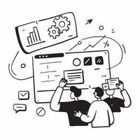 Flat design as Remote team collaborating on a software development project concept as A illustration of a remote team collaborating on a software development project using c Cleans vector