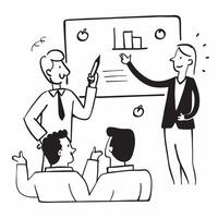 Flat design as Manager leading a team meeting with presentation slides concept as A illustration of a manager leading a team meeting with presentation slides featuring a 3 c Cleans vector