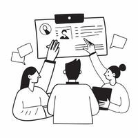Flat design as Manager conducting a team meeting with visual aids concept as A illustration of a manager conducting a team meeting with visual aids featuring a 3 color schem Cleans vector