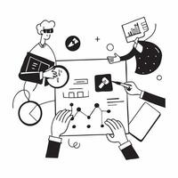 Flat design as Finance team collaborating on financial forecasting concept as A illustration of a finance team collaborating on financial forecasting using charts and digita Cleans Set 2 vector