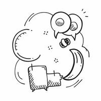 Flat design as Doodle line icon of a speech bubble concept as A doodle line icon of a speech bubble symbolizing communication discussion and business dialogue perfect for business Cleans vector