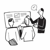 Flat design as Executives in a board meeting discussing financial reports concept as A illustration of executives in a board meeting discussing financial reports utilizing a Cleans vector