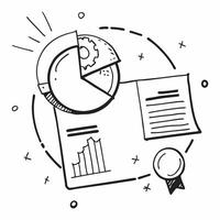 Flat design as Doodle line icon of a pie chart concept as A doodle line icon of a pie chart representing data analysis statistics and business insights ideal for presentations and Cleans Set 2 vector