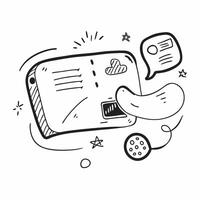 Flat design as Doodle line icon of a phone concept as A doodle line icon of a phone symbolizing communication contact and business connections ideal for customer service and intera Cleans vector