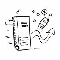 Flat design as Doodle line icon of a graph concept as A doodle line icon of a graph representing growth progress and business performance ideal for business growth and success them Cleans vector