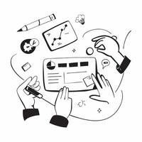Flat design as Cross functional team collaborating on a project concept as A illustration of a cross functional team collaborating on a project using digital tools and chart Cleans Set 2 vector