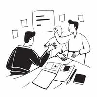 Flat design as Colleagues discussing business strategy in a conference room concept as A illustration of colleagues discussing business strategy in a conference room utilizi Cleans vector
