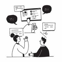 Flat design as Business team having a conference meeting concept as A illustration of a business team having a conference meeting using a 3 color scheme to highl Cleans vector