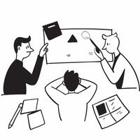 Flat design as Business team evaluating risks in a strategic planning meeting concept as A illustration of a business team evaluating risks in a strategic planning meeting u Cleans vector