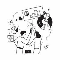 Flat design as Business team collaborating in a modern office using digital tools concept as A illustration of a business team in a modern office collaborating using digital Cleans Set 7 vector