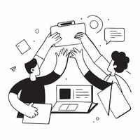 Flat design as Business team collaborating in a modern office using digital tools concept as A illustration of a business team in a modern office collaborating using digital Cleans Set 4 vector