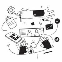 Flat design as Business team collaborating in a modern office using digital tools concept as A illustration of a business team in a modern office collaborating using digital Cleans Set 3 vector