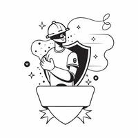 Firefighter with Helmet and Shield concept as An image of a firefighter with a helmet and shield set against a whimsical background offering ample space for text or graphics symbol Cleans vector