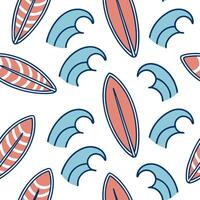 Exciting summer seamless pattern with surfboards and beach waves for an active coastal environment concept as Surfboards and beach waves arranged seamlessly to create an active ene Cleans vector