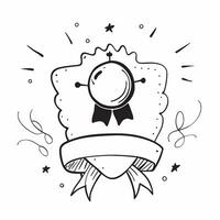 Excellence Badge with Medal and Trophy concept as An excellence badge with a medal and a trophy set against a whimsical background offering ample space for text or graphics symboli Cleans vector