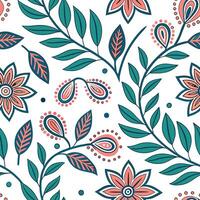 Ethnic patterns seamless design with natural elements like leaves and flowers for a boho chic free spirited look concept as Boho chic ethnic patterns with natural elements like lea Cleans vector