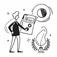 Environmental Health and Safety Officer with Shield and Certificate concept as An image of an environmental health and safety officer with a shield and ISO14001 certificate set aga Cleans vector