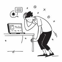 Entrepreneur looking at a failed IoT device appearing dejected concept as An entrepreneur in casual attire looking at a failed IoT device on his desk appearing dejected and stresse Cleans vector