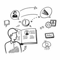 Employee with sales training concept as An employees profile blended with sales training activities symbolizing the development of sales skills and techniques Perfect for business Cleans vector